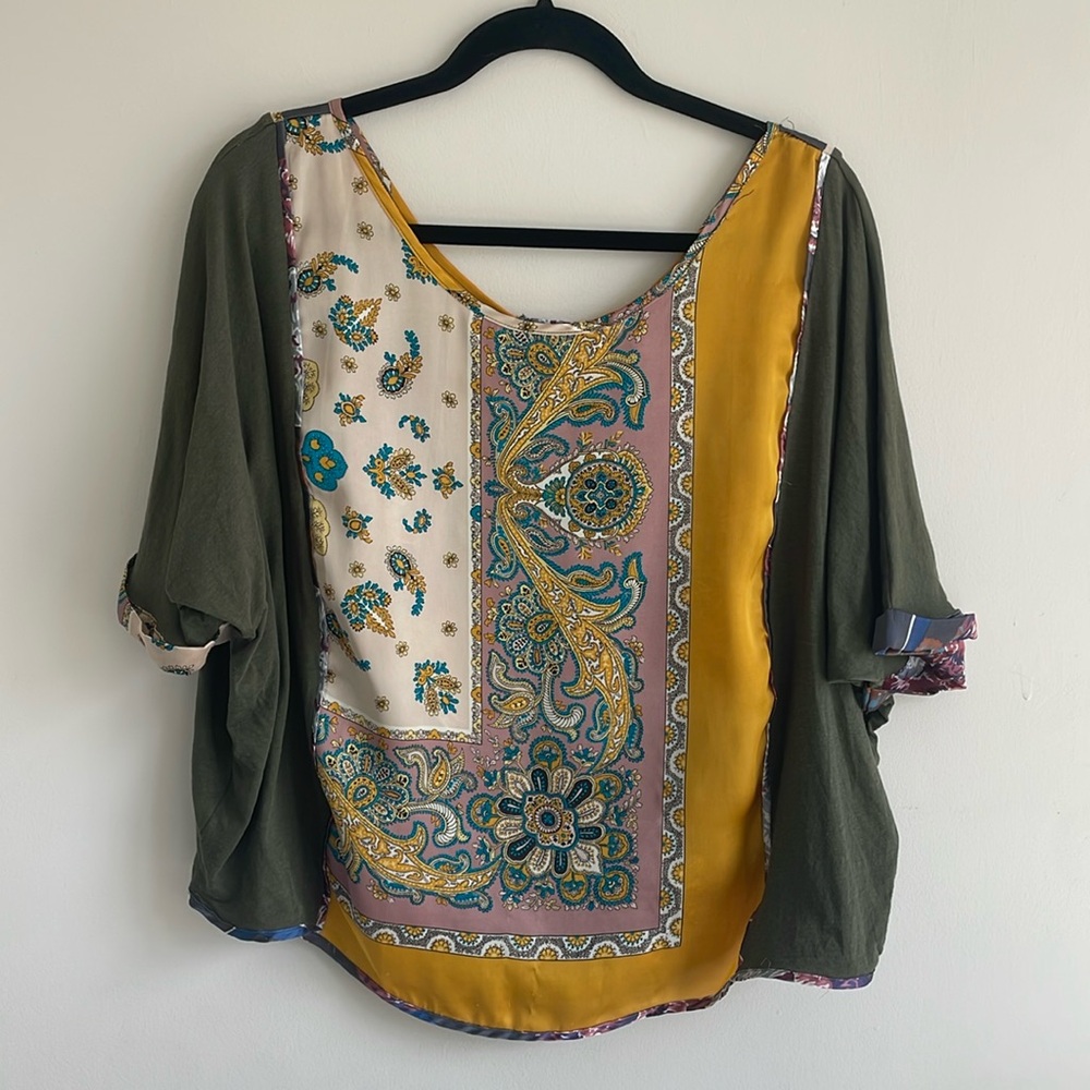Tiny Anthropologie Womens Short Sleeve Floral Paisley Top Large